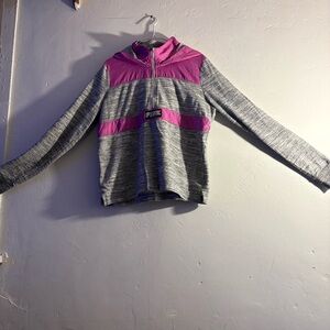 PINK Victoria’s Secret Gray Marble Pink Hooded Quarter Zip Pullover Jacket M